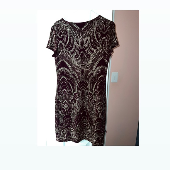 Macy's Dresses Burgundy And Gold Dress Poshmark